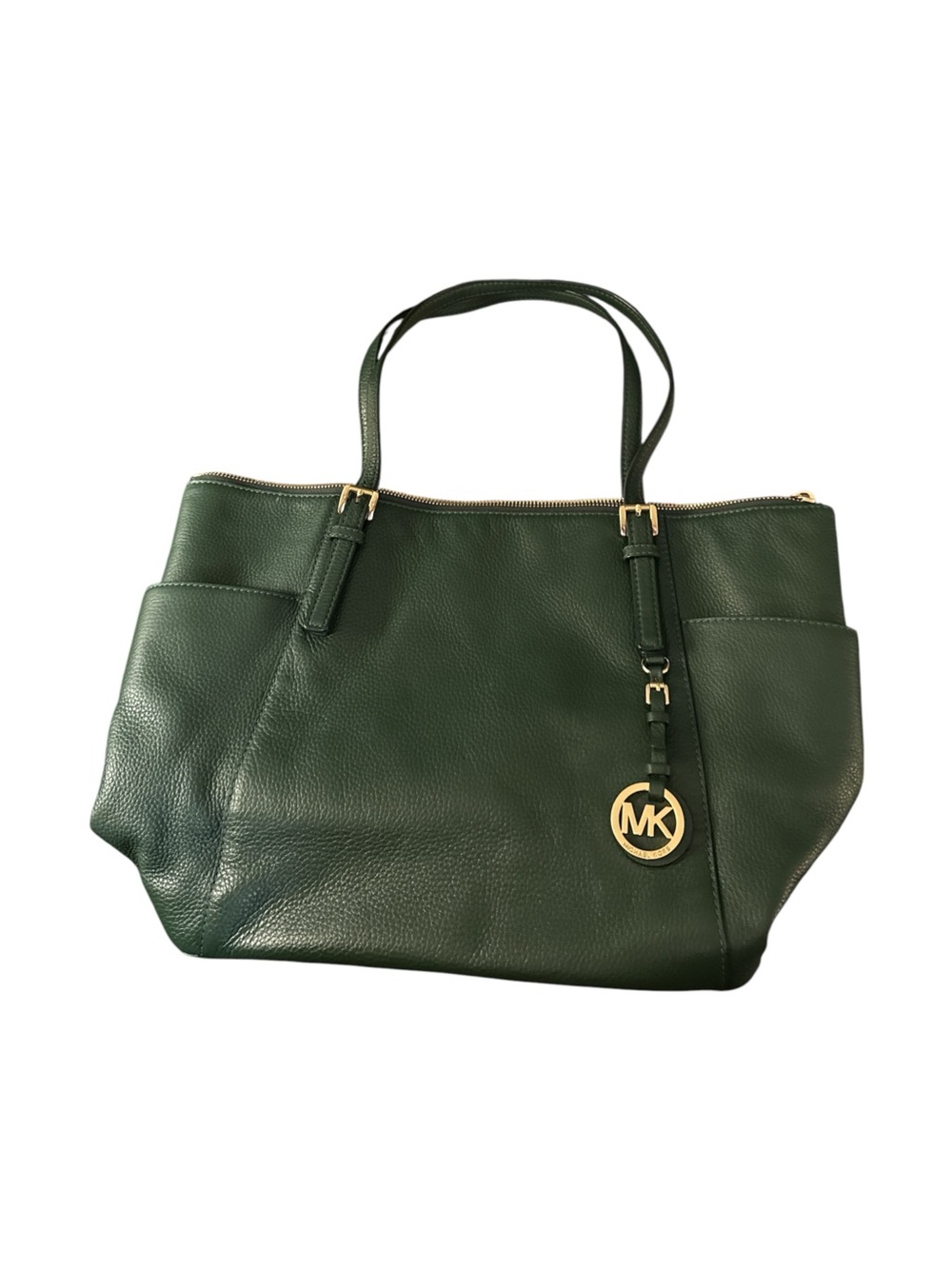 Michael Kors 35F6GTTT9L East West Top Zip Leather Tote in Moss Green NWT